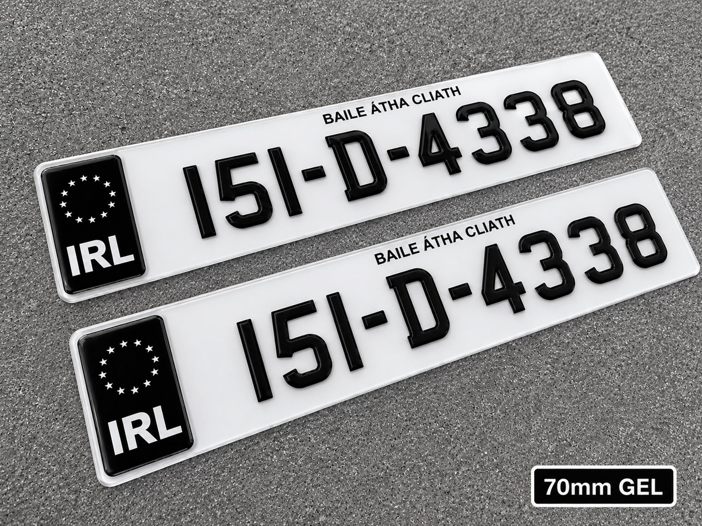 3D Gel Plates with Gel IRL - Number Plates 70mm (x2)