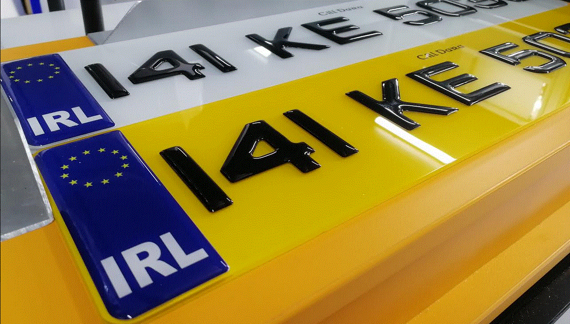 3D Yellow Metro Gel Plates with Gel IRL - Number Plates 50mm (x2)