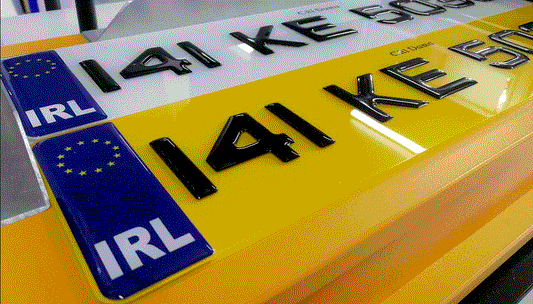 3D Yellow Metro Gel Plates with Gel IRL - Number Plates 50mm (x2)