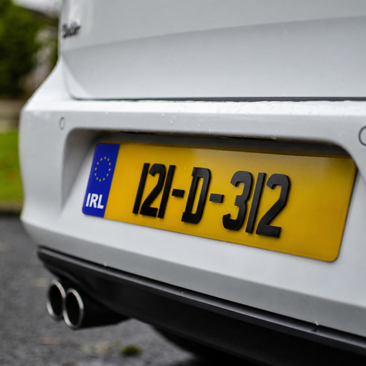 4D Yellow Number Plates with Gel IRL  - Number Plates 70mm (x2)