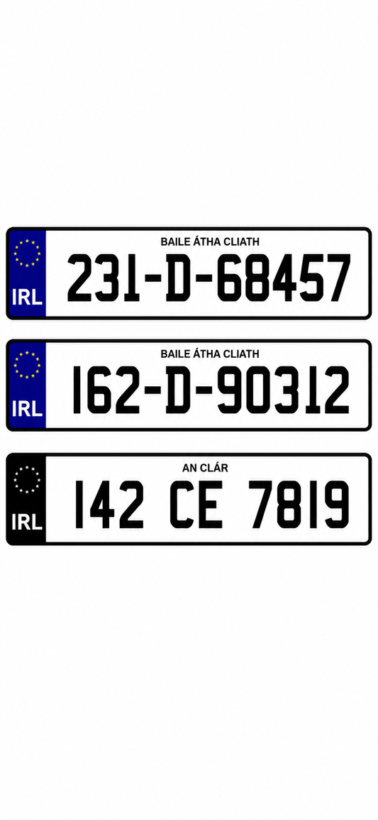 2D Standard Irish Font Number Plates (x2)