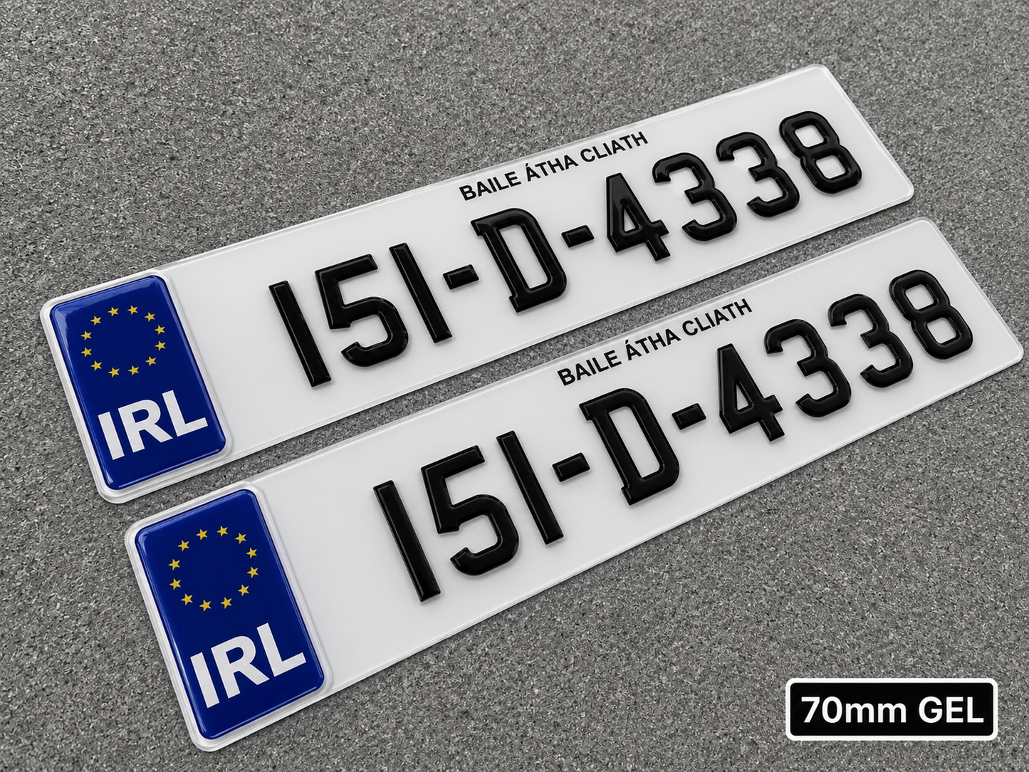 3D Gel Plates with Gel IRL - Number Plates 70mm (x2)