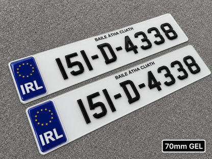 3D Gel Plates with Gel IRL - Number Plates 70mm (x2)