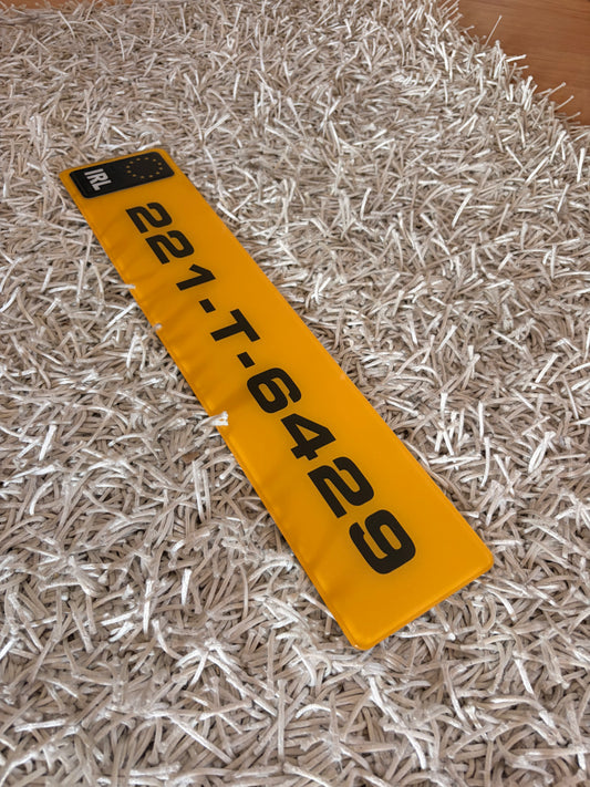 2D Yellow Reg Metro Font - Number Plates (x2)